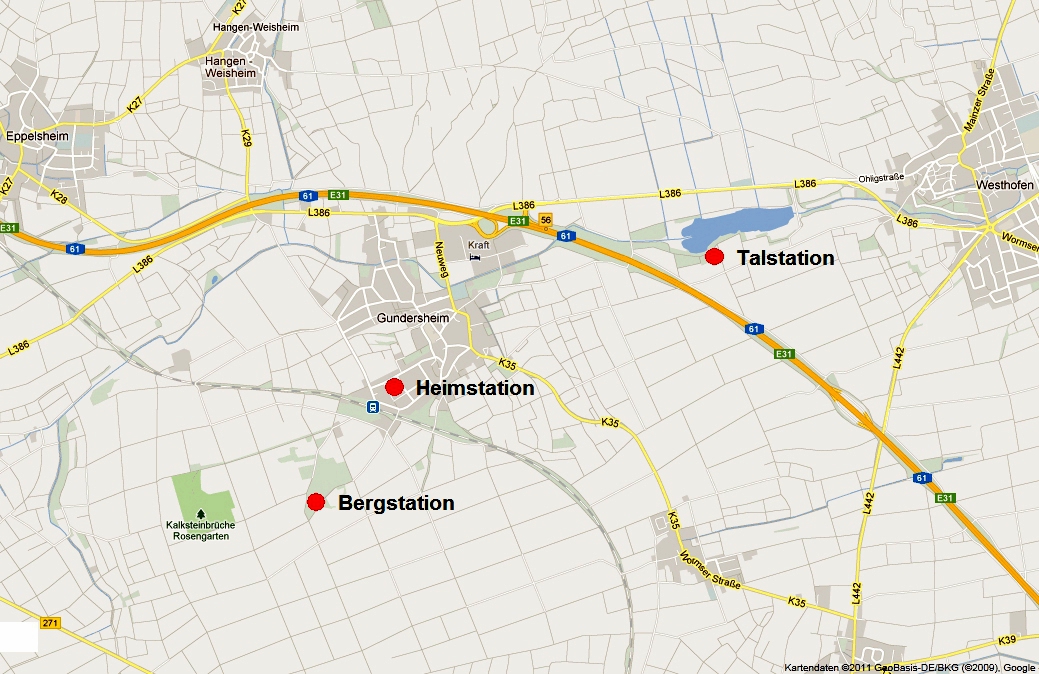 Gundersheim, Auszug aus Google Maps