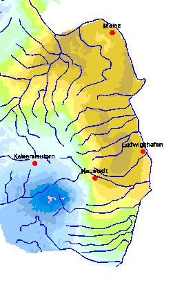Mean annual precipitation in Rheinhessen