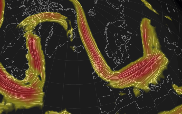 Omega-Wetterlage &uuml;ber dem Nordatlantik